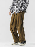 Men's Warm Corduroy Pants with Waistband for Autumn Winter