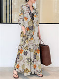 Women's Print Leisure Button Up Lapel Shirt Dress