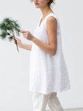 Women's Lightweight V-Neck Sleeveless Linen Vest Shirts