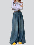 Ladies High-Rise Vintage Floor-length Jeans with Belt