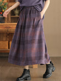 Women's Autumn Vintage Cozy Fleece Plaid Skirt