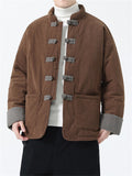 Male Unique Corduroy Contrast Color Long Sleeve Coats