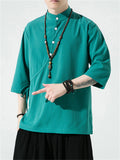 Men's Summer Ice Silk Comfortable Tang Suit T-shirt