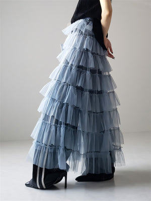 Women's Fluffy Multilayer Mesh Transparent A-Line Skirt