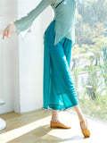 Flowy Mesh Side Split Wide Leg Pants for Women