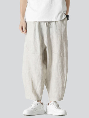 Comfy Cropped Loose Casual Linen Pants for Men