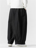 Simple Relaxed Fit Drawstring Wide Leg Pants for Men