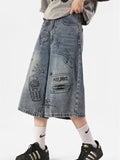 Women's Street Hip Hop Graffiti Wide Leg Cropped Jeans