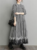 Women's French Style Stripe Zebra Print Long Dress