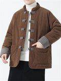 Male Unique Corduroy Contrast Color Long Sleeve Coats