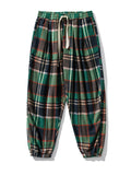 Loose Drawstring Waist Plaid Jogger Pants for Male