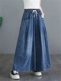 Blue Big Size Loose Wide Leg Jeans for Women