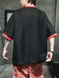 Men's Loose Chic Embroidery Contrast Color T-shirts