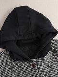 Women's Winter Vintage Plaid Short Hooded Cotton Coat