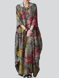 Women's Mountain View Printed Oriental Style Pullover Dress