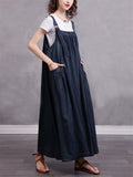 Simple Loose-fitting Suspender Dresses for Ladies