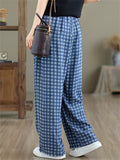 Daily Wear Drawstring Plaid Casual Pants for Women