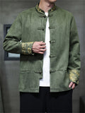 Men's Oriental Dragon Embroidery Knot Button Jackets