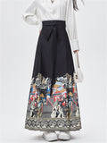 Women's Ancient Chinese Palace Print Horse-face Skirts