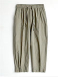 Men's Solid Color Comfortable Linen Cropped Pants for Summer