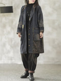 Women's Autumn Patchwork Washed Retro Mid-length Denim Coats