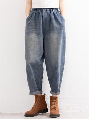 Vintage Washed Loose-fitting Jeans for Women