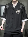 Men's Summer Retro Golden Dragon V Neck Half Sleeve Shirt