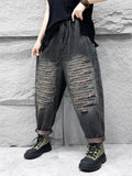 Women's Retro Raw Edge Line Oversized Harem Pants