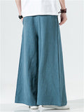 Men's Cotton Linen Loose Mid-waist Trousers