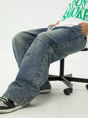 Retro Drawstring Wash Effected Trendy Jeans for Men