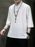 Men's Summer Ice Silk Comfortable Tang Suit T-shirt