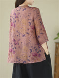 Ladies Ethnic Style Vintage Slanted Placket Shirts