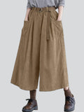 Women's Solid Color Corduroy Wide Leg Pants with Belt