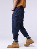 Men's Trendy Straight Leg Mid-rise Multi-pocket Jeans