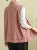 Women's Autumn Cosy Corduroy Vest Jacket with Pocket