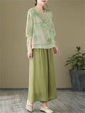 Women's Chinese Style V-Neck Double-Layer Floral Shirts