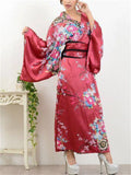 Vintage Cherry Blossom Wide Sleeve Kimono for Women