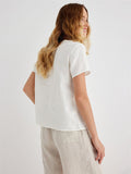 Simple Plain Deep V Neck Relaxed Linen Shirt for Women