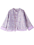 Female Elegant Tassel Button Chrysanthemum Print Jacket