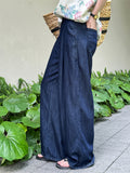 Female Classic High Waist Straight-Leg Blue Jeans with Belt