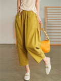 Comfy Elastic Waist Solid Color Pants for Women