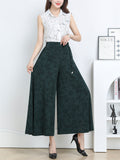 Women's High-Rise Ice Silk Bamboo Floral Pattern Pants