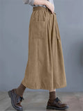 Women's Solid Color Corduroy Wide Leg Pants with Belt