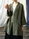 Female Plain Patch Pockets Oversized Cardigan Jacket