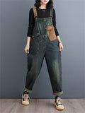 Women's Relaxed Popular Color Matching Denim Jumpsuits