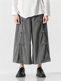 Men's Asian Style Knot Button Wide Leg Corduroy Pants