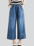 Women's Oversized Comfortable Blue Straight-Leg Jeans for Summer