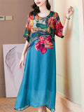 Elegant Ladies Summer Floral Print Flowy Tulle Dress