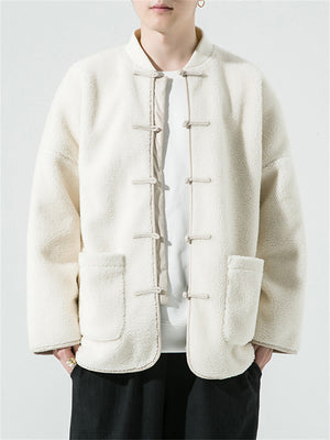 Trendy Solid Cozy Faux Lamb Wool Coats for Men