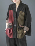 Female Distressed Patchwork Splicing Knitted Coats